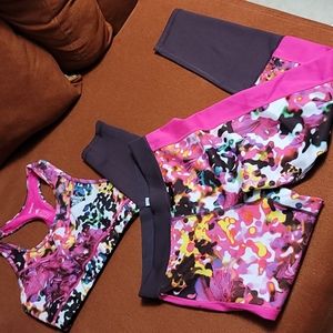 Adidas Pink and Purple Leggings for Energetic Workouts